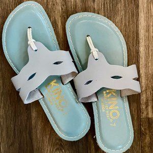 Kino Brand Made in Key West Florida Sandals Shoes Dusty Blue Size 7 LEATHER